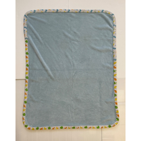 Le Bebe Favorite Blue Dinosaur Dino Trim Edge Baby Blanket Lovey Security Infant - Picture 2 of 4